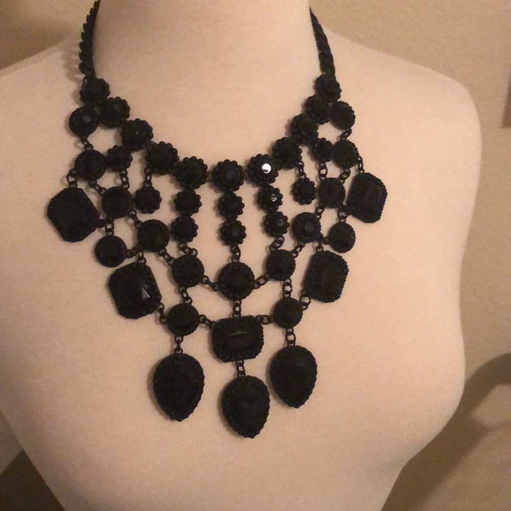 Zara Black Stone Statement Necklace